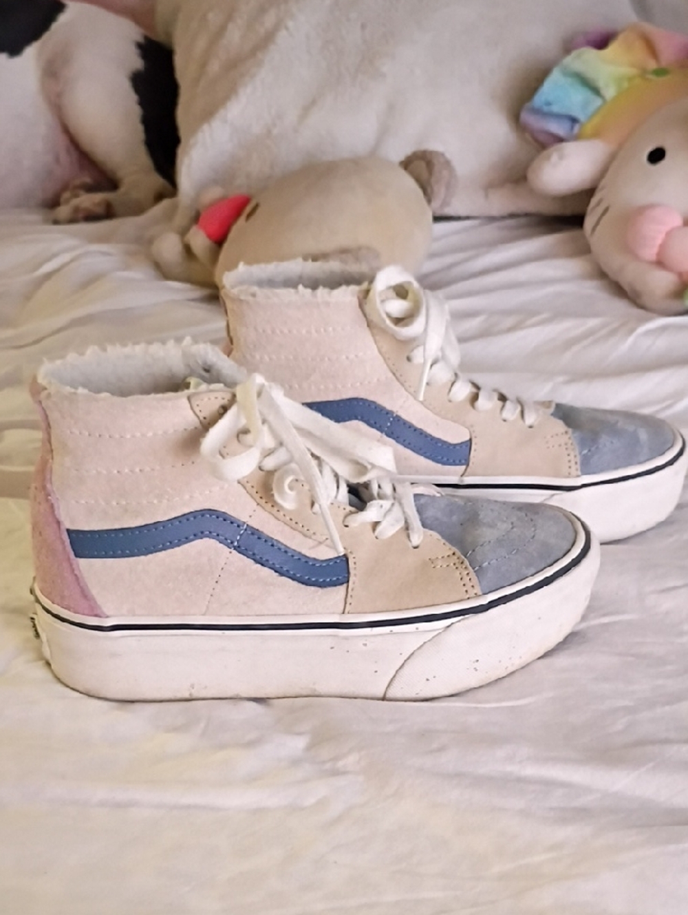 Vans High-Top Skate Sneakers in Light Pink and Blue